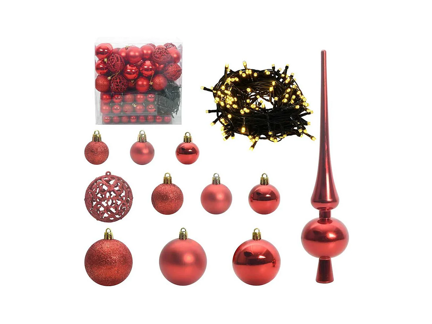 Sapin de Noël artificiel pré-éclairé avec set de boules Vert