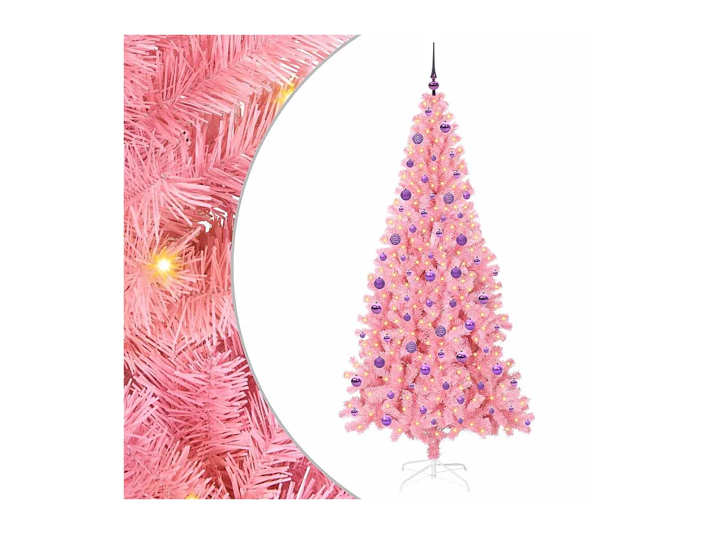 Sapin de Noël avec 300 LED avec support Rose 210 cm PVC