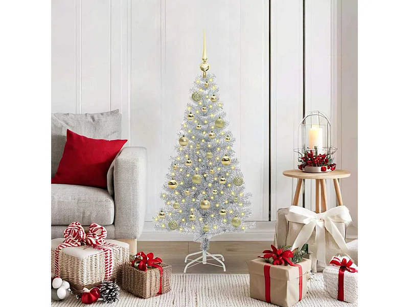 Árbol de Navidad con 150 LED con soporte Plateado 120 cm PET