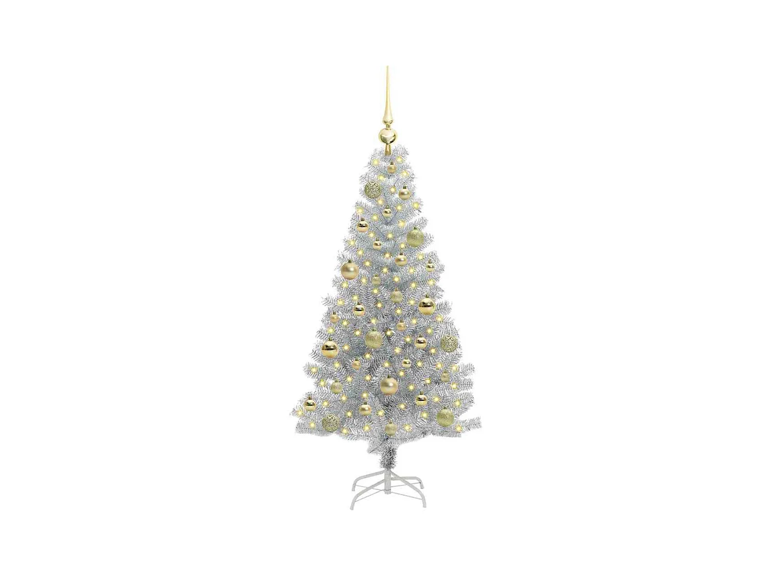 Árbol de Navidad con 150 LED con soporte Plateado 120 cm PET