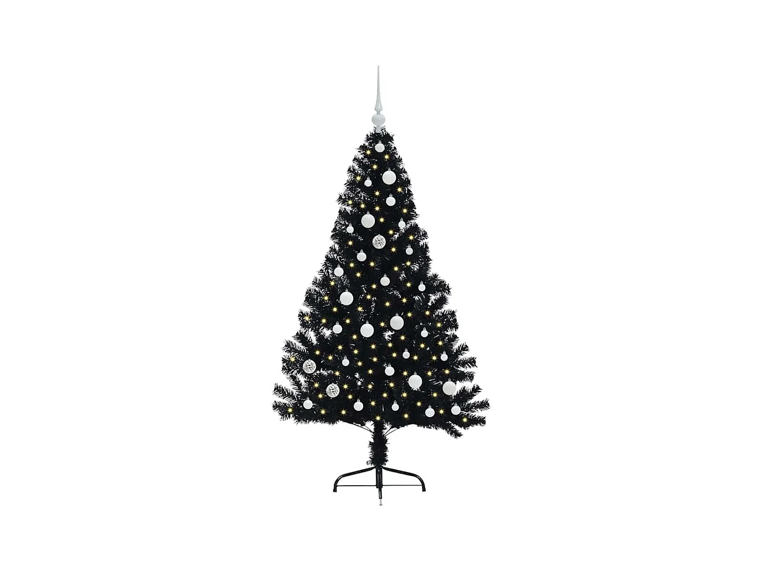 Árbol de Navidad Artificial Preiluminado Negro 150 cm PVC