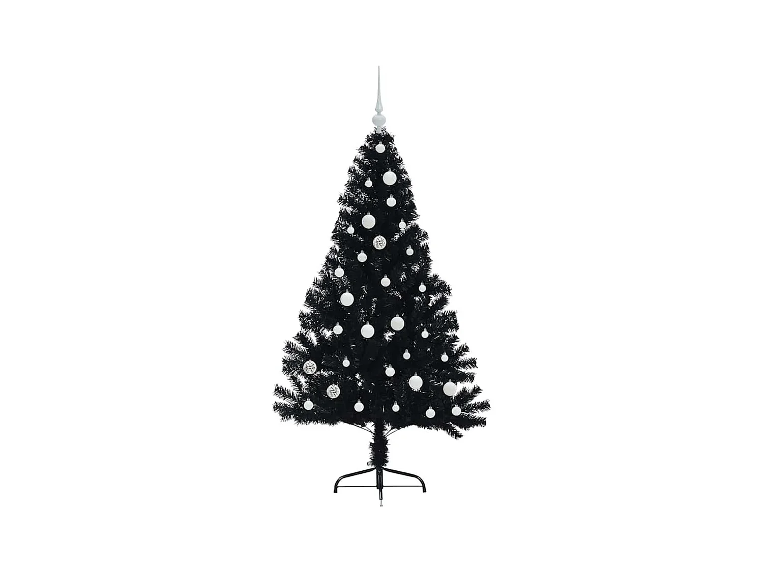 Árbol de Navidad Artificial Preiluminado Negro 150 cm PVC