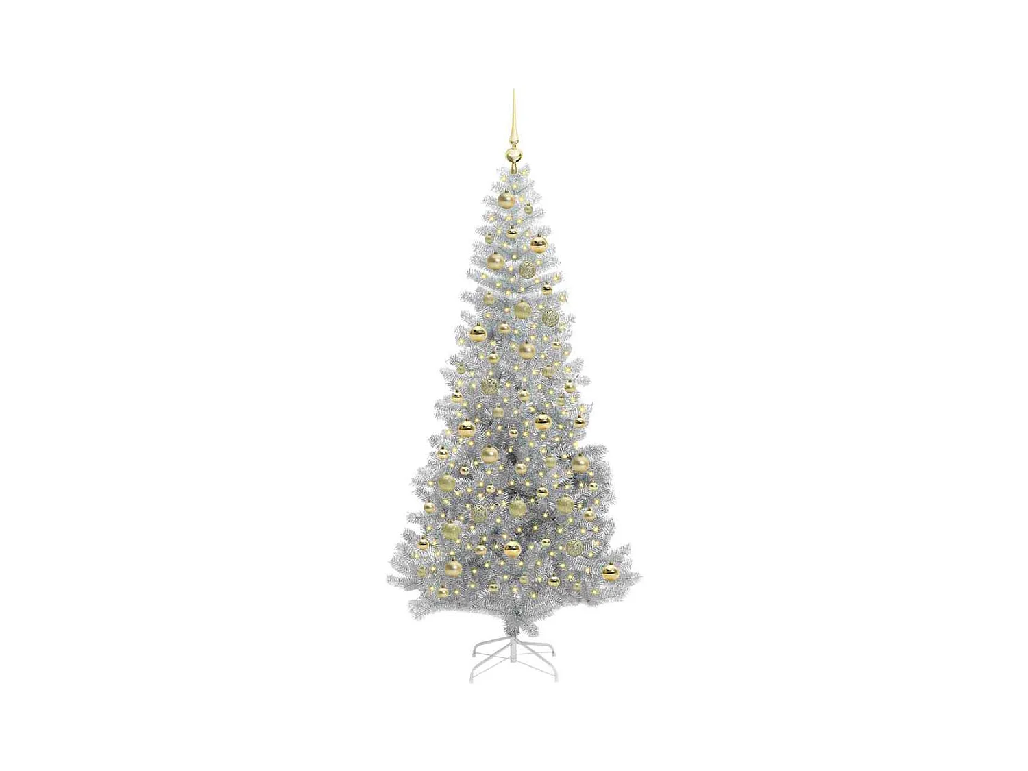 Árbol de Navidad con 300 LED con soporte Plateado 210 cm PET