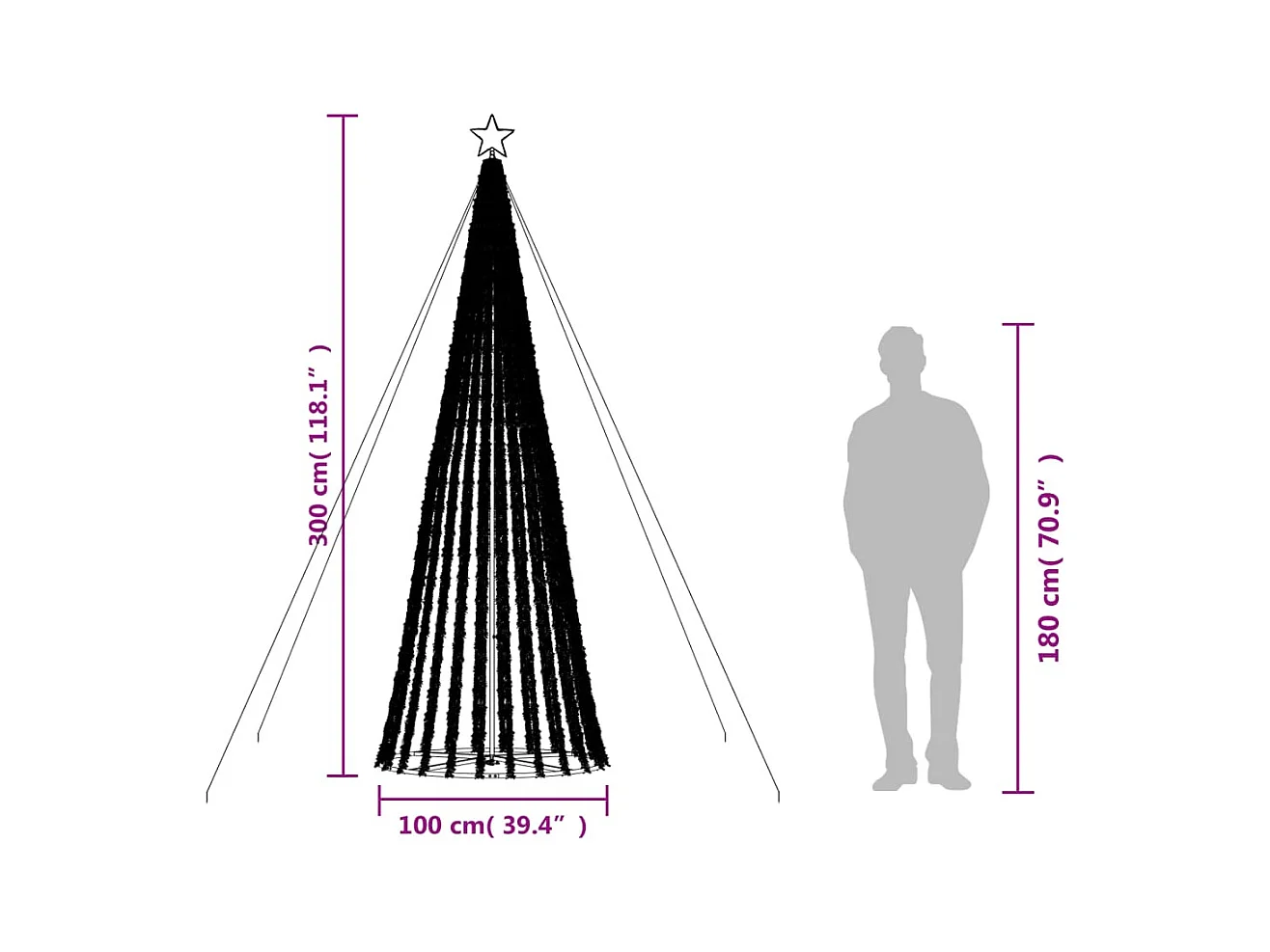 Sapin de Noël à LED 688 LED blanc froid 300 cm