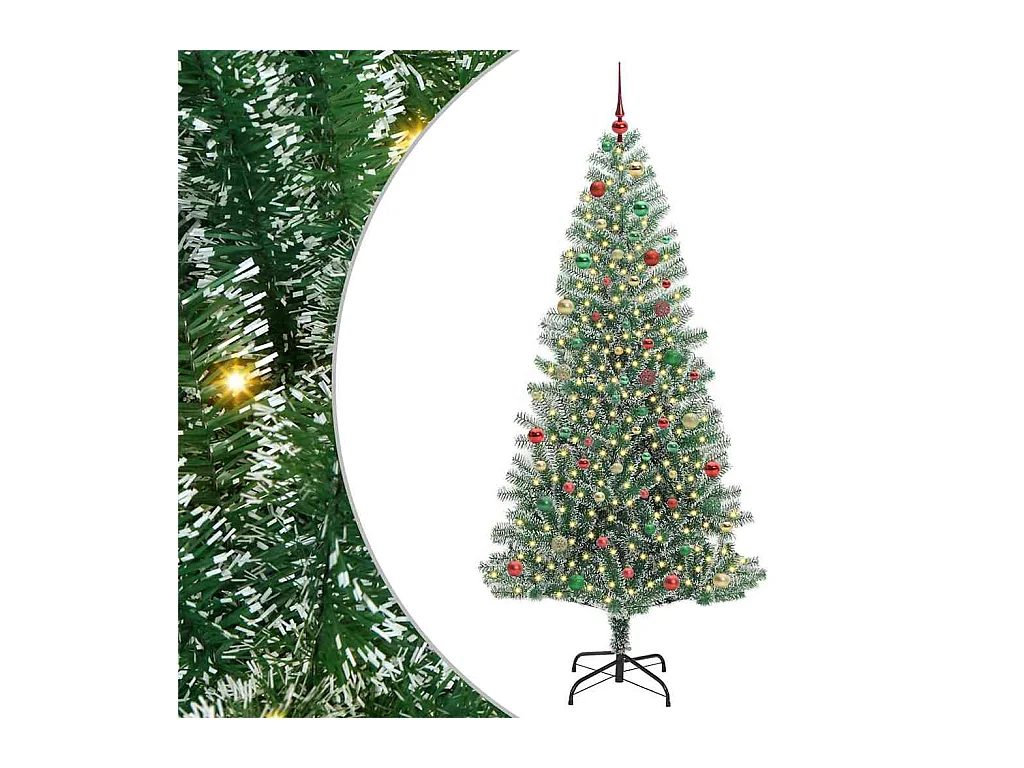 Árbol de Navidad Artificial Nevado con Luz LED Verde y 210 cm