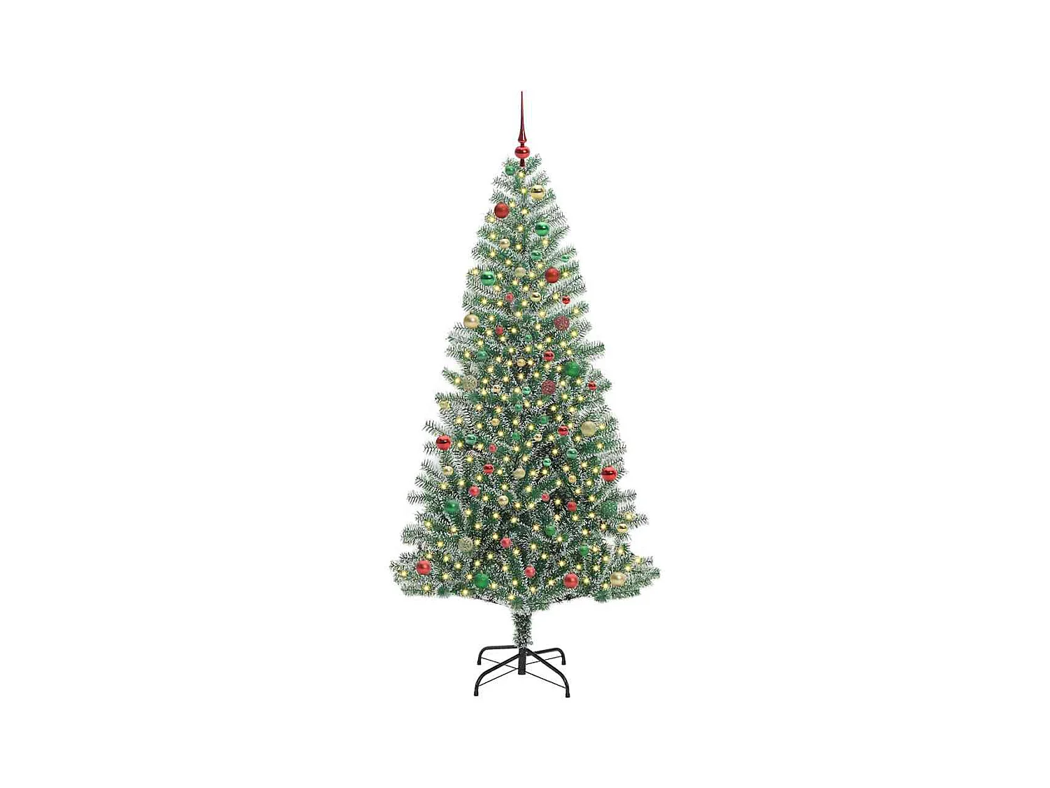 Árbol de Navidad Artificial Nevado con Luz LED Verde y 210 cm