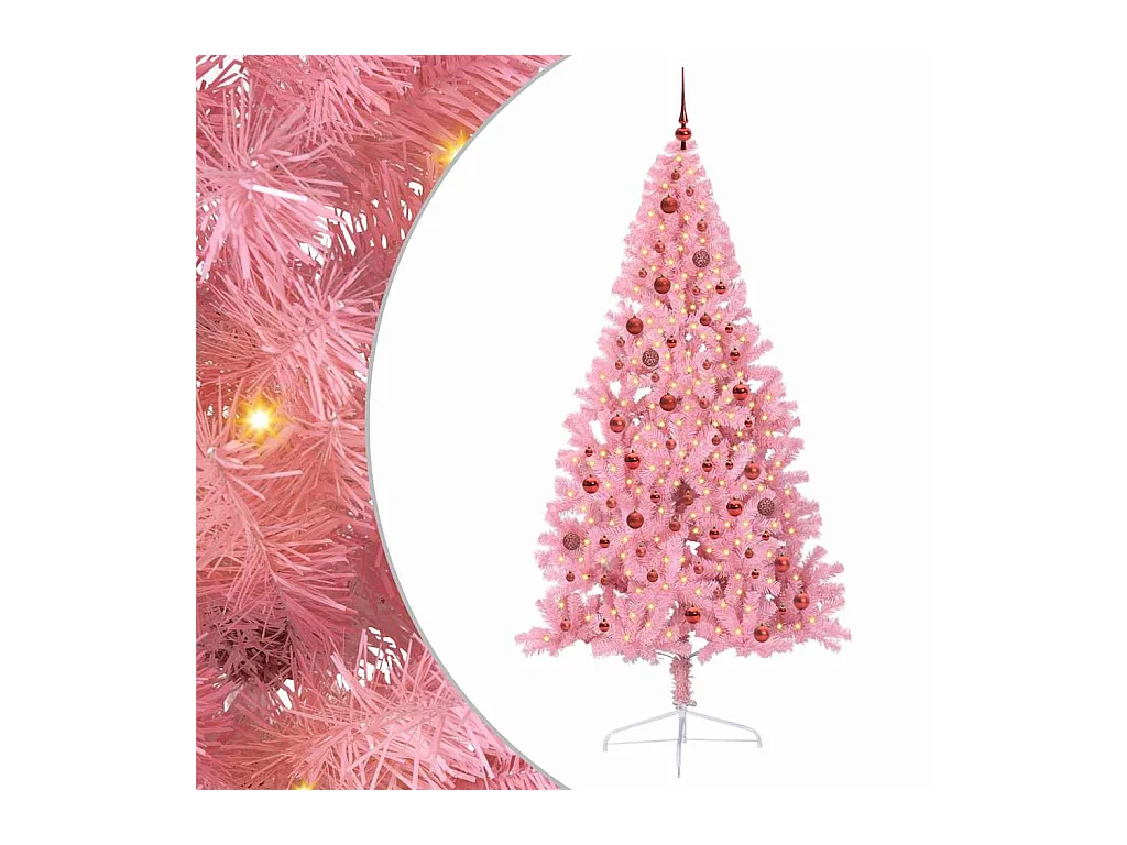 Sapin de Noël artificiel pré-éclairé Rose 210 cm PVC