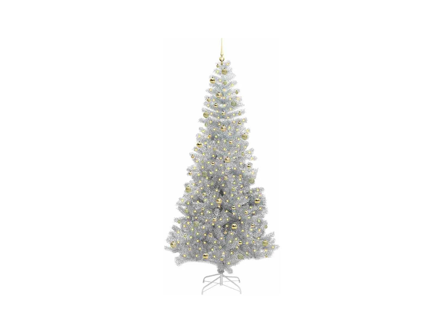 Sapin de Noël avec 300 LED avec support Argent 240 cm PET