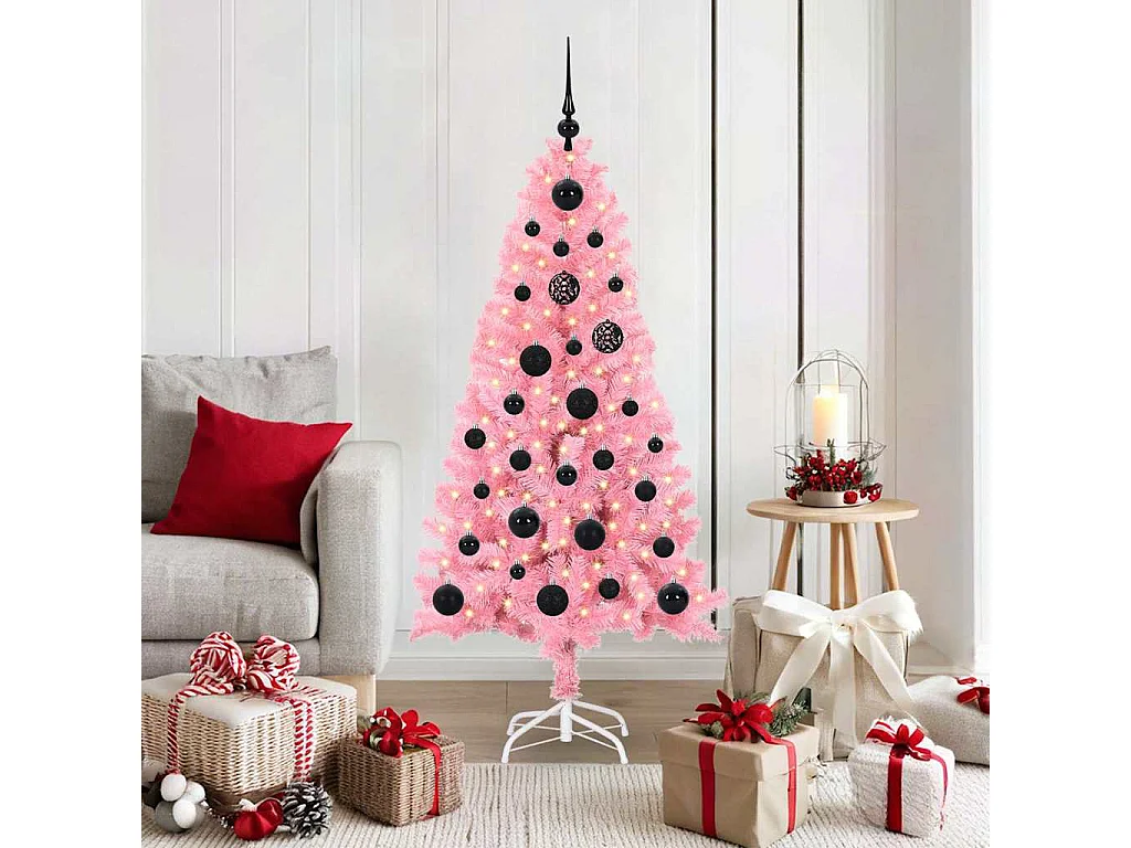 Kerstboom met 150 LED met standaard Roze 150 cm PVC