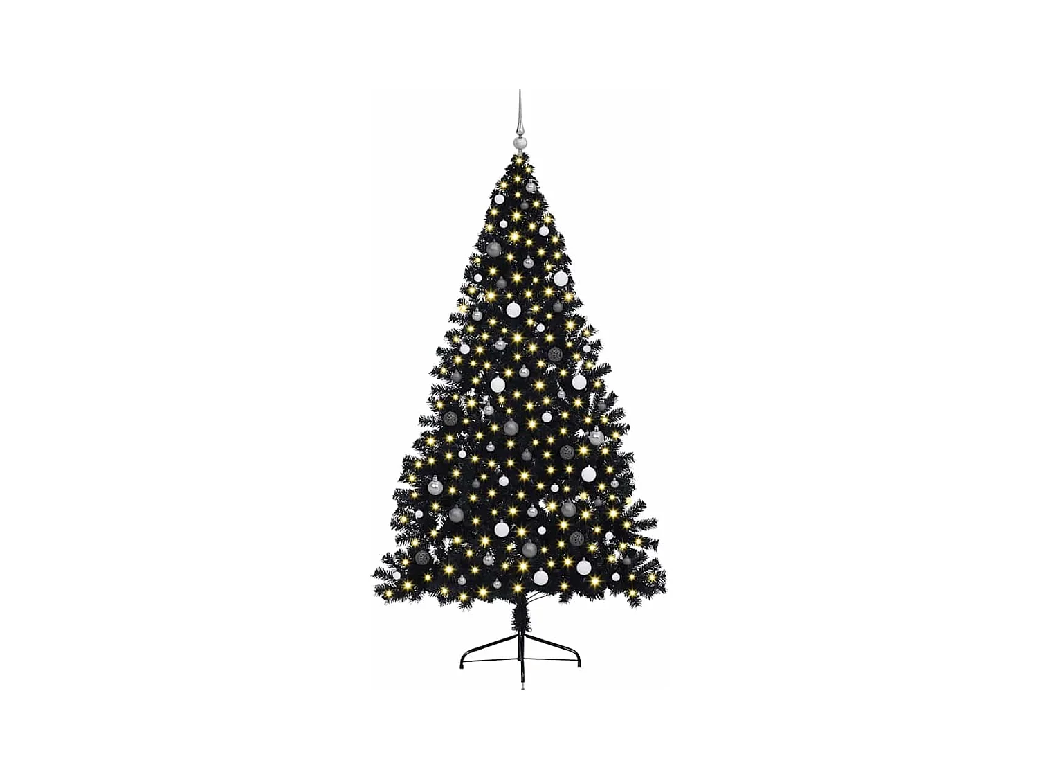 Sapin de Noël artificiel pré-éclairé Noir 240 cm PVC
