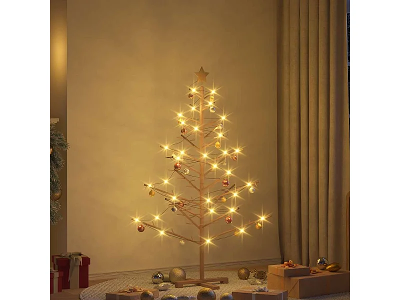 Arbre de Noël en bois Marron 150 cm Bois massif en pin