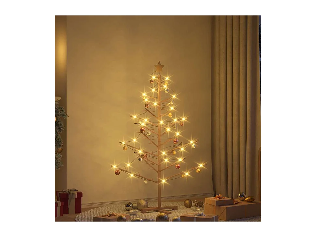Arbre de Noël en bois Marron 150 cm Bois massif en pin
