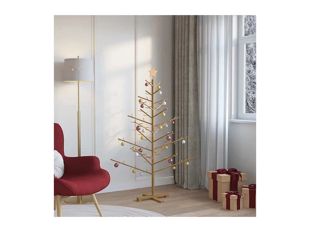 Arbre de Noël en bois Marron 150 cm Bois massif en pin