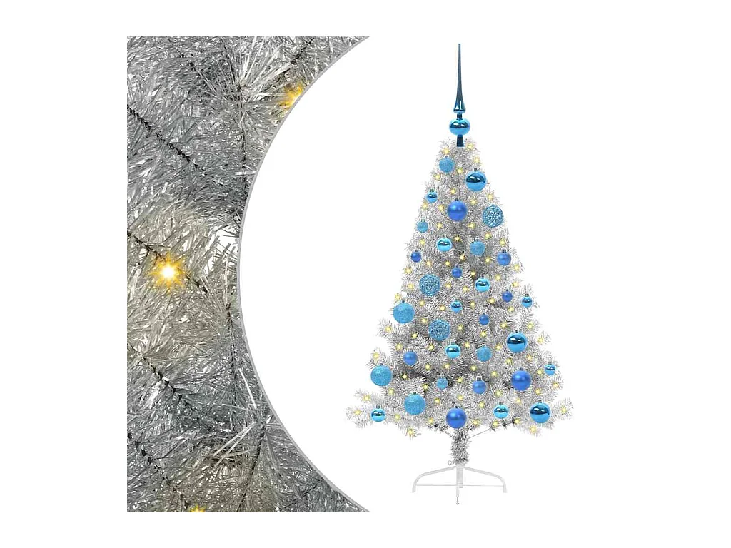 Árbol de Navidad Artificial Preiluminado Plateado 120 cm PET