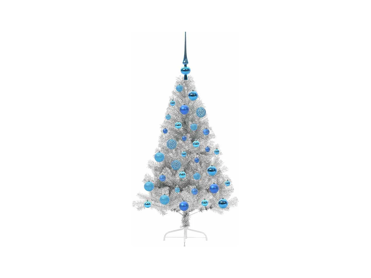 Árbol de Navidad Artificial Preiluminado Plateado 120 cm PET