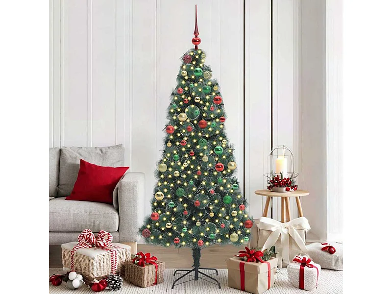 Arbre de Noël artificiel pré-éclairé avec ensemble de boules