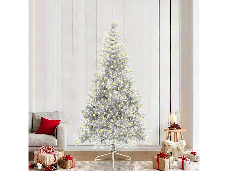Árbol de Navidad Artificial Preiluminado Plateado 240 cm PET