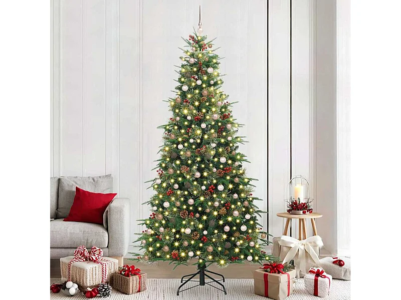 Kunstmatige Hinged Kerstboom met 300 LED Groen 240 cm PE en PVC