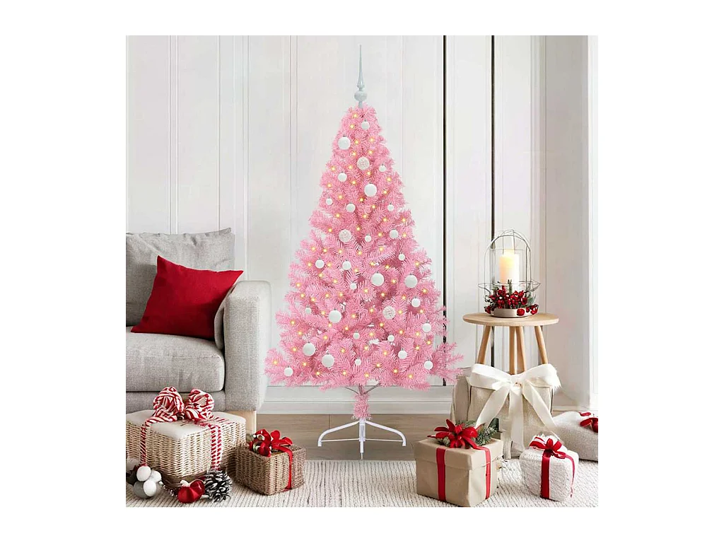 Sapin de Noël artificiel pré-éclairé Rose 150 cm PVC