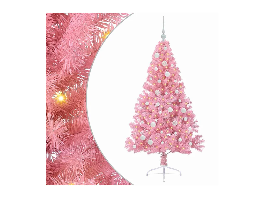 Sapin de Noël artificiel pré-éclairé Rose 150 cm PVC