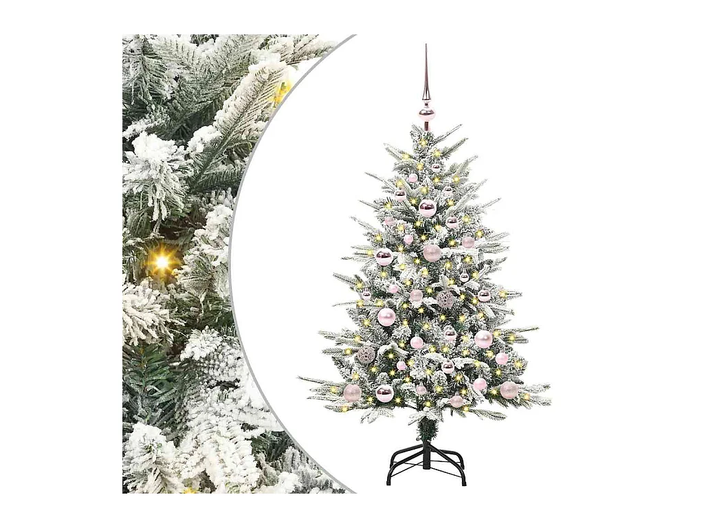 Sapin de Noël artificiel pré-éclairé avec set de boules Vert