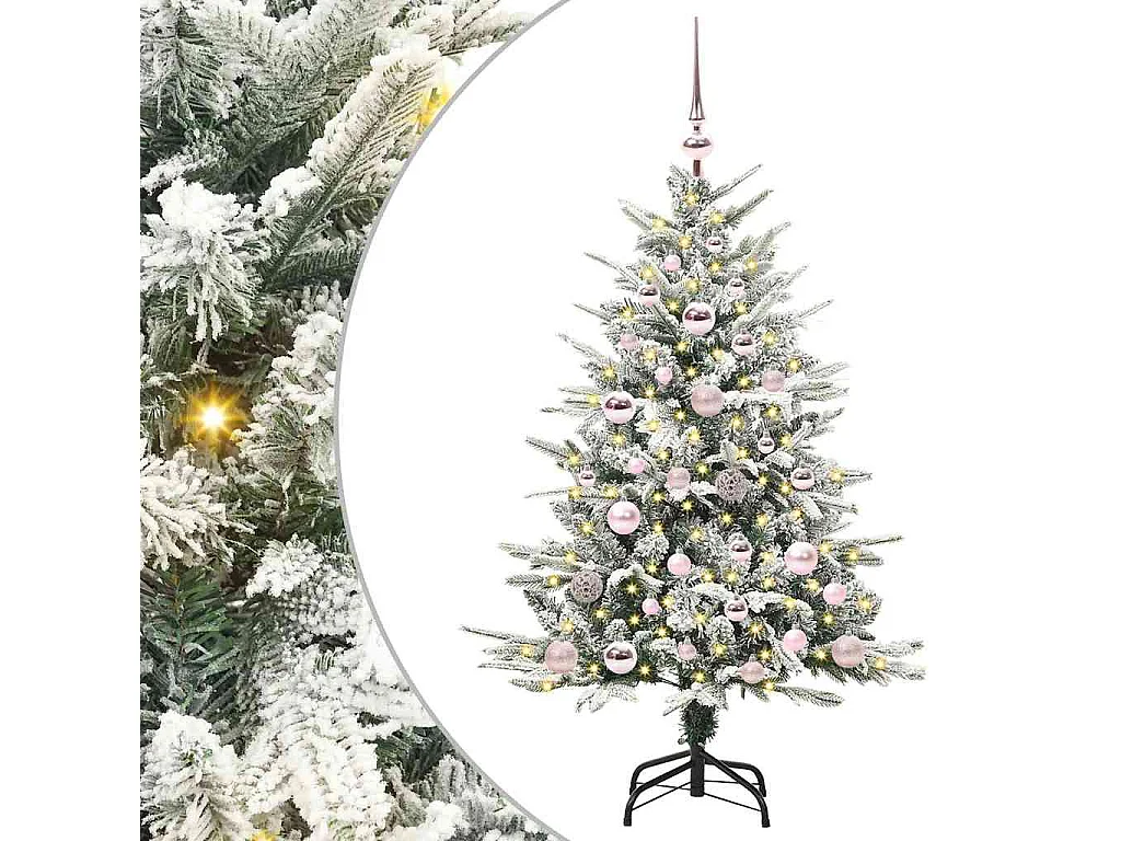 Sapin de Noël artificiel pré-éclairé avec set de boules Vert