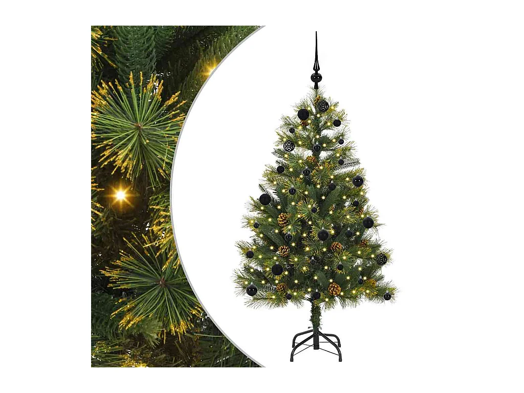 Sapin de Noël artificiel avec branches pliables et cônes 150 cm