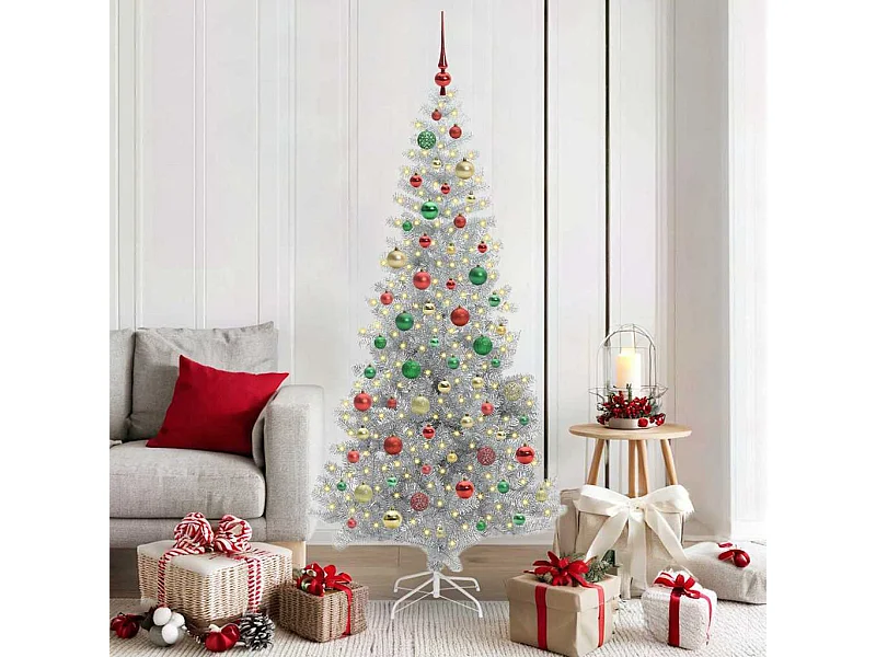 Árbol de Navidad con 300 LED con soporte Plateado 180 cm PET