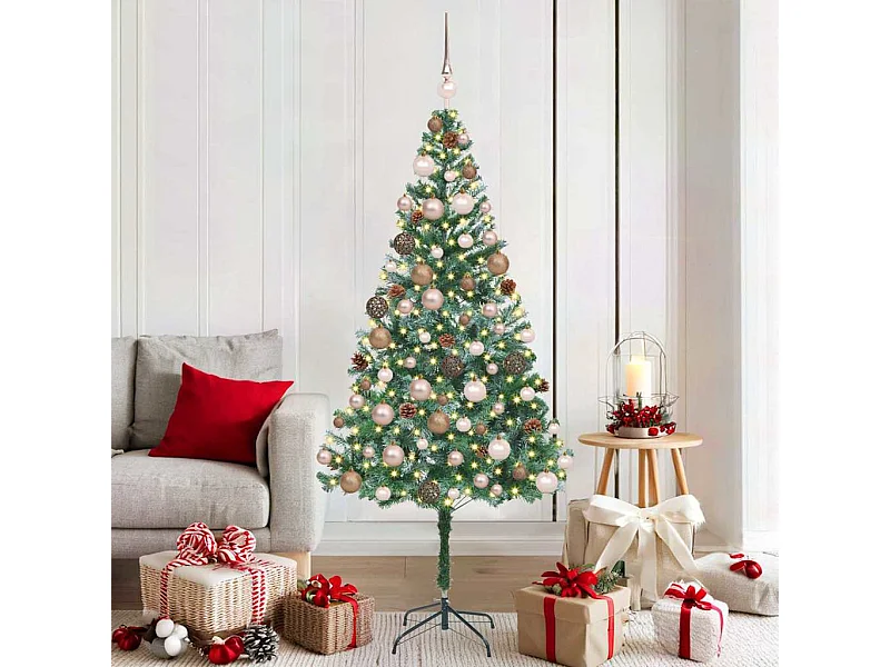 Sapin de Noël artificiel avec 300 LED Vert 180 cm PVC et Acier