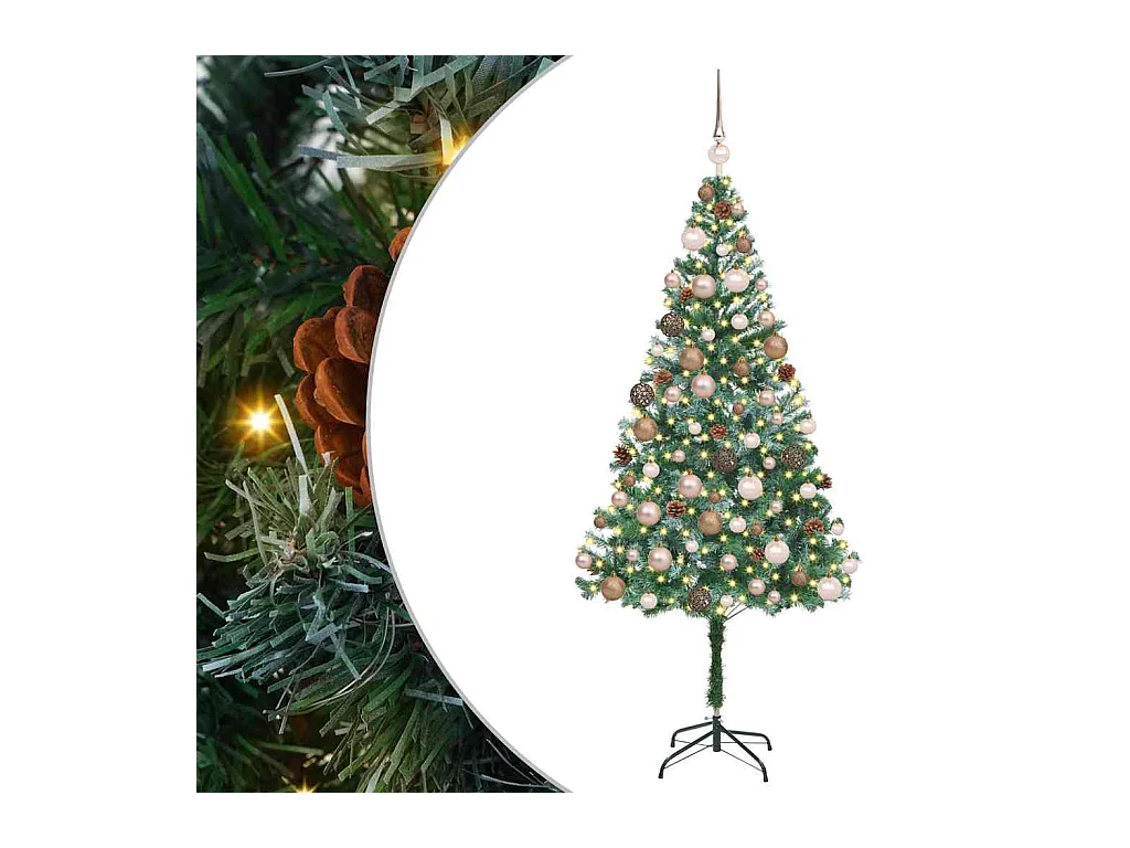 Sapin de Noël artificiel avec 300 LED Vert 180 cm PVC et Acier