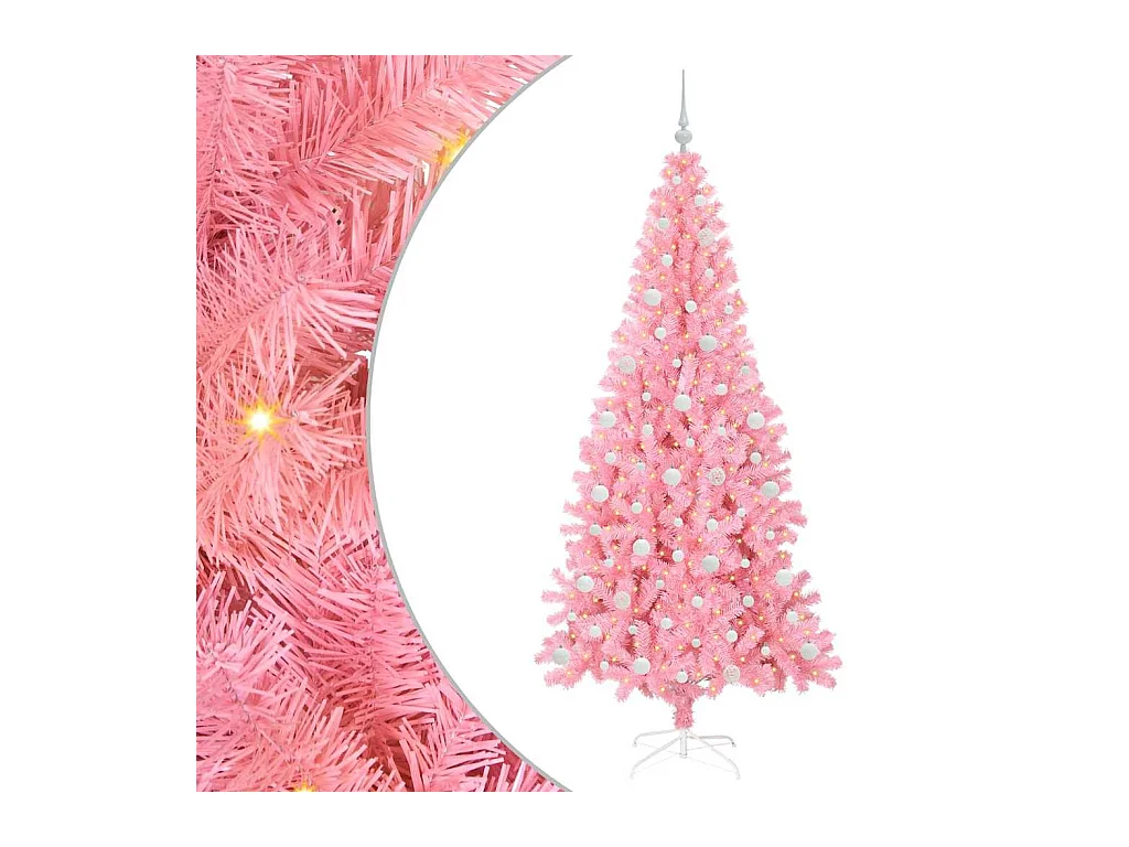 Sapin de Noël avec 300 LED avec support Rose 210 cm PVC