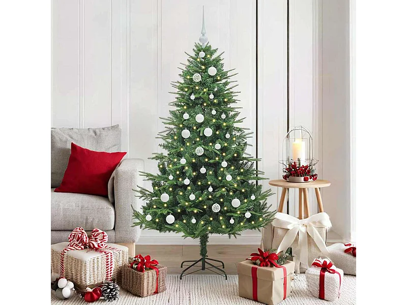 Sapin de Noël artificiel pré-éclairé avec set de boules Vert