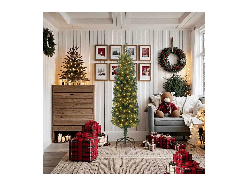 Slanke Kerstboom Groen 48 x 48 x 180 cm Kunststof en metaal