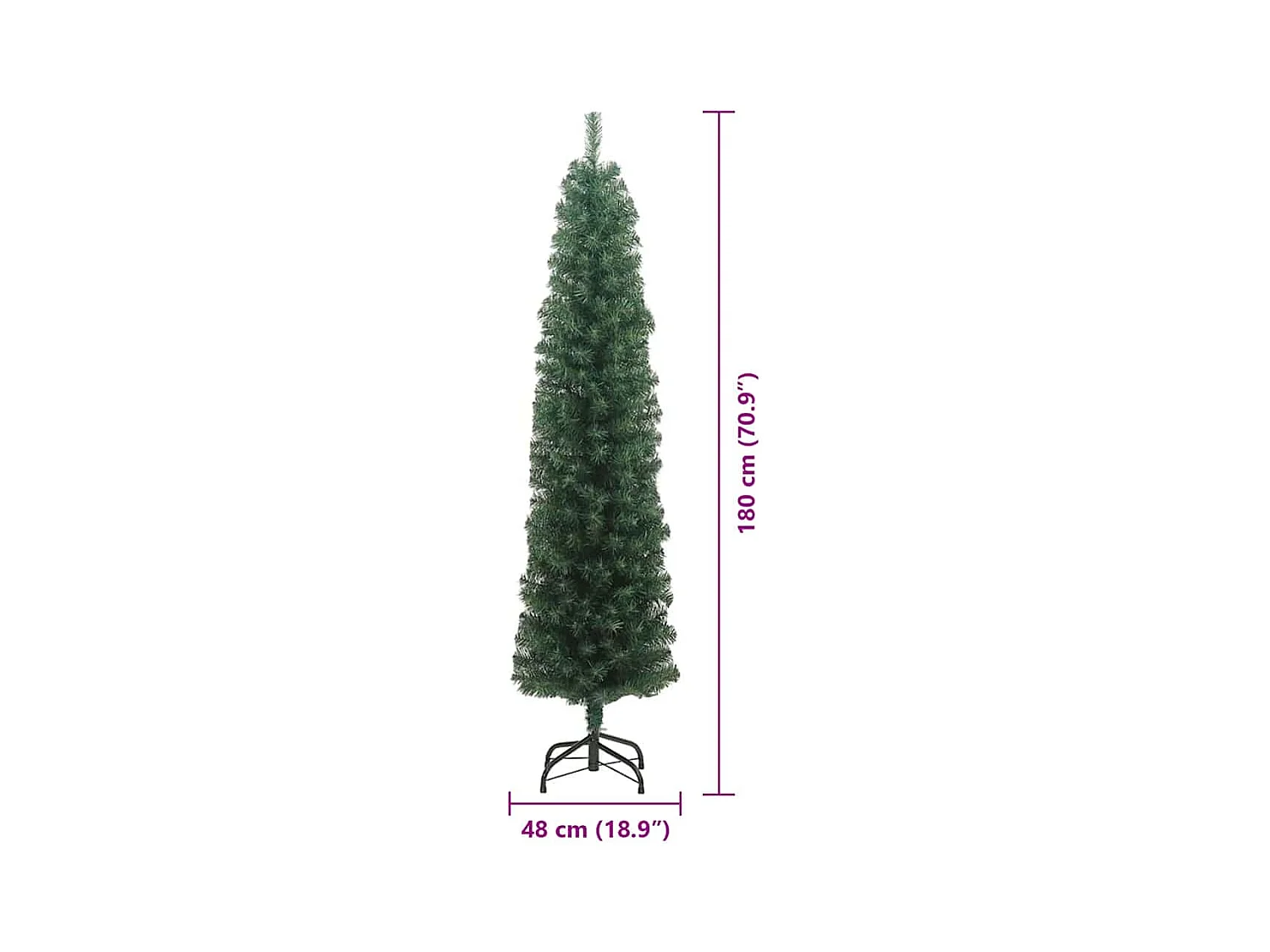 Slanke Kerstboom Groen 48 x 48 x 180 cm Kunststof en metaal