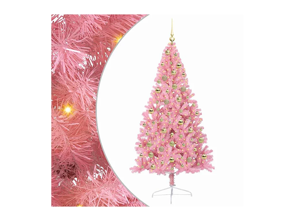 Sapin de Noël artificiel pré-éclairé Rose 180 cm PVC