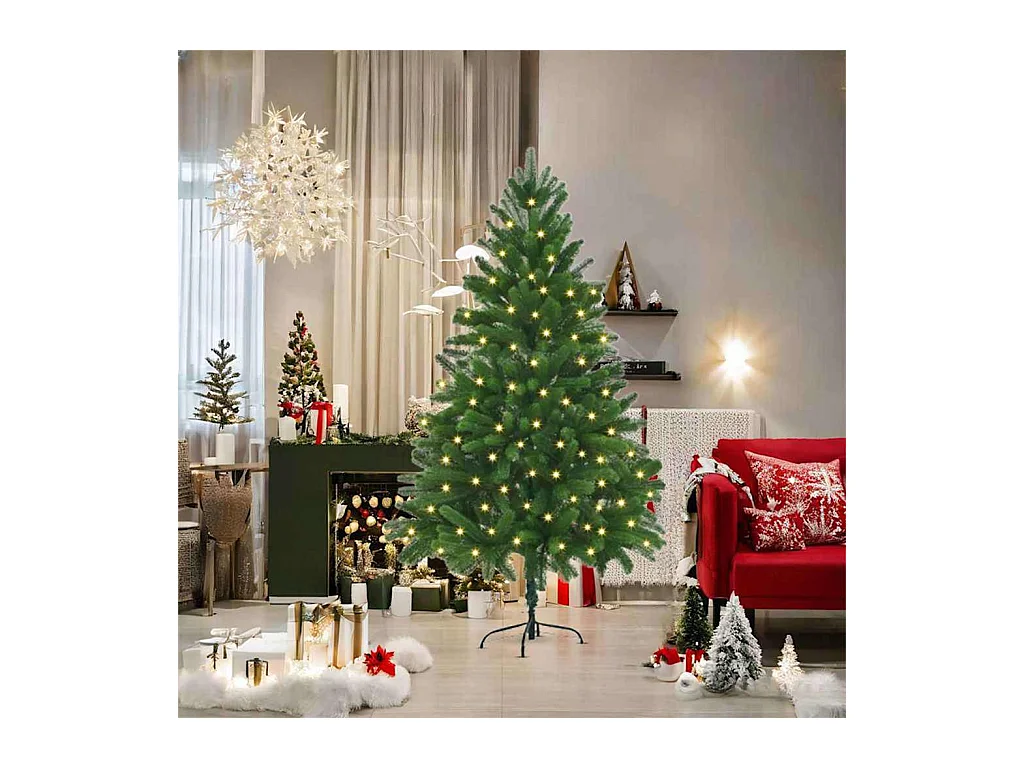 Árbol de Navidad con 300 LED con soporte Verde 180 cm PE
