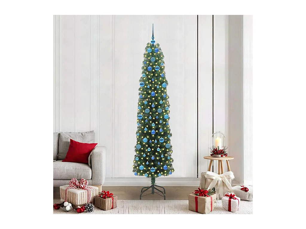 Árbol de Navidad artificial Verde 210 cm PVC, Acero y Plástico
