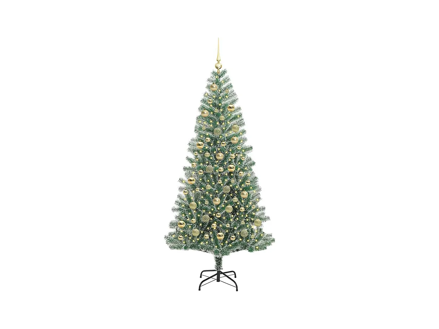 Árbol de Navidad Artificial Nevado con Luz LED Verde y 210 cm