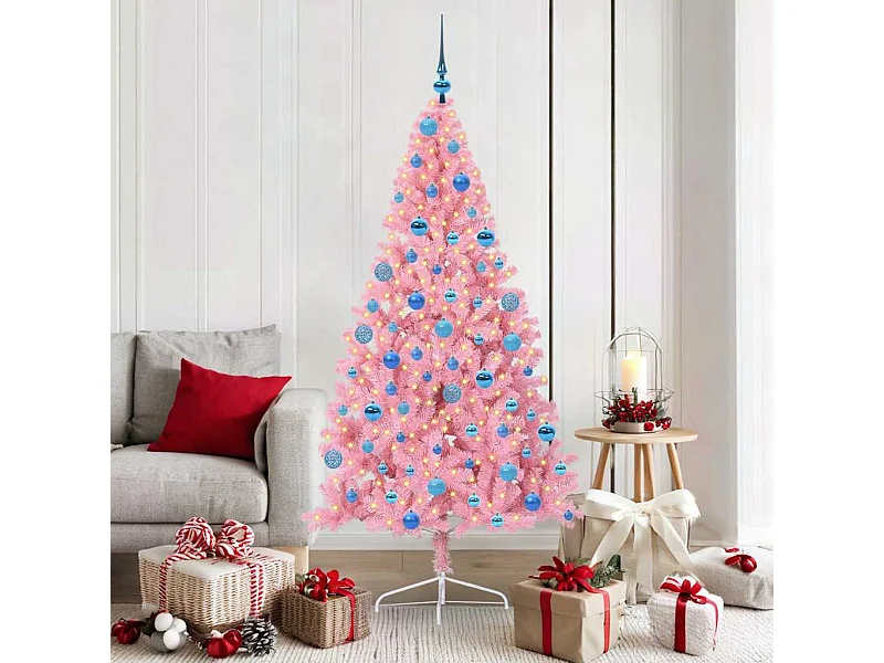 Sapin de Noël artificiel pré-éclairé Rose 180 cm PVC