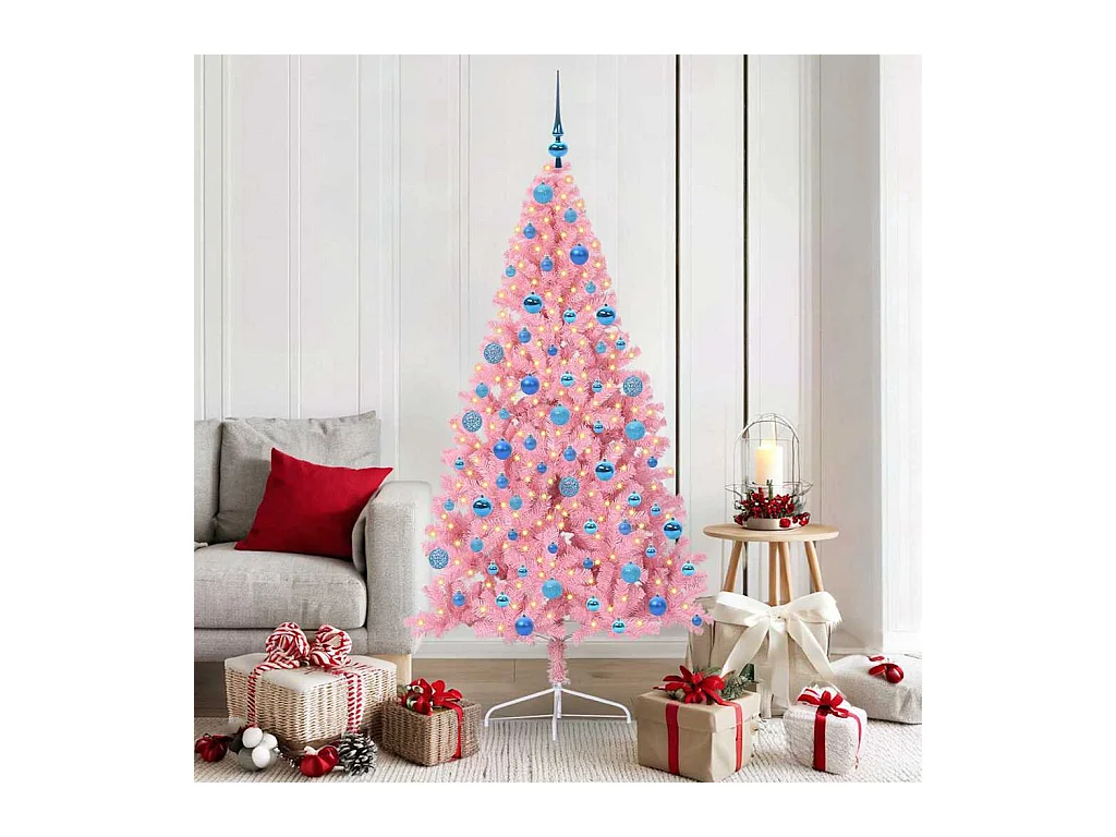 Sapin de Noël artificiel pré-éclairé Rose 180 cm PVC