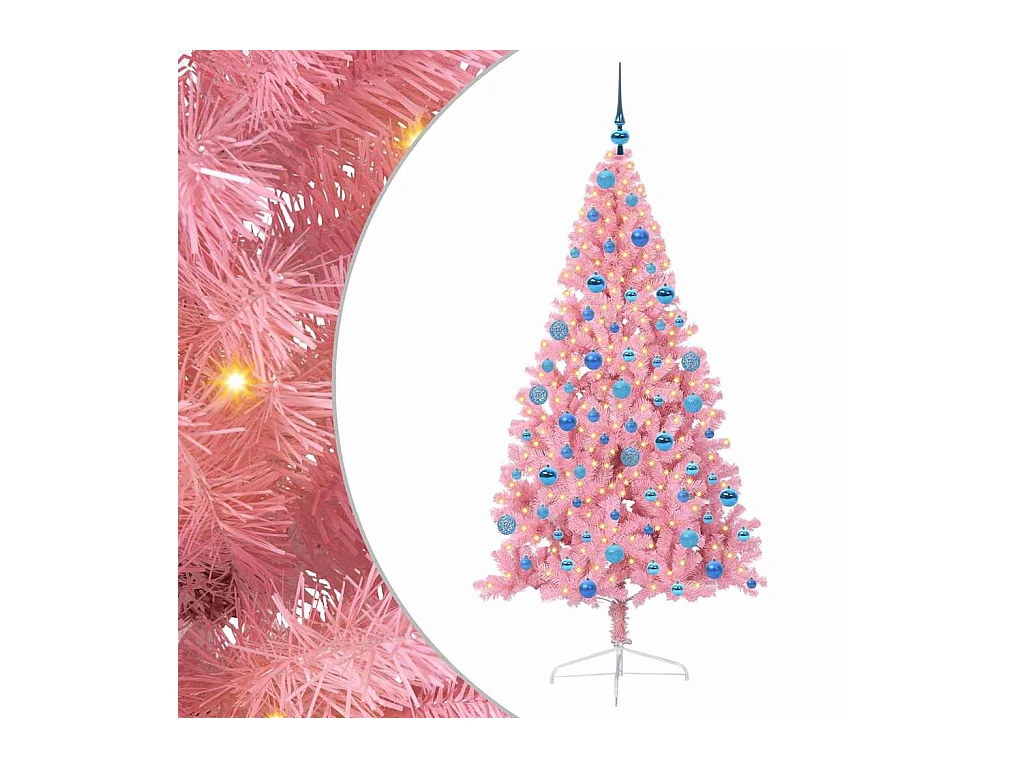 Sapin de Noël artificiel pré-éclairé Rose 180 cm PVC