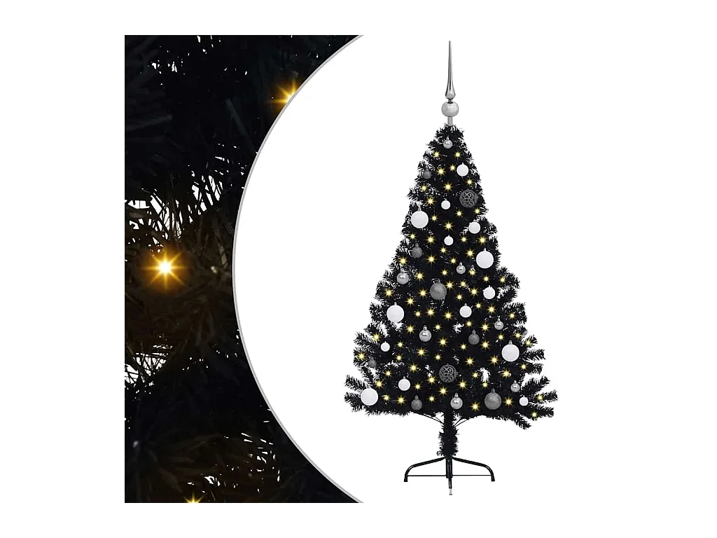 Árvore de Natal com luzes decorativas de corda Preto 150 cm