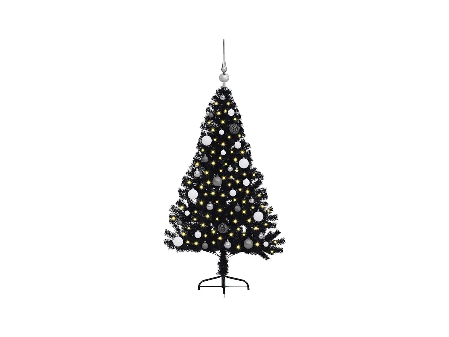 Árvore de Natal com luzes decorativas de corda Preto 150 cm