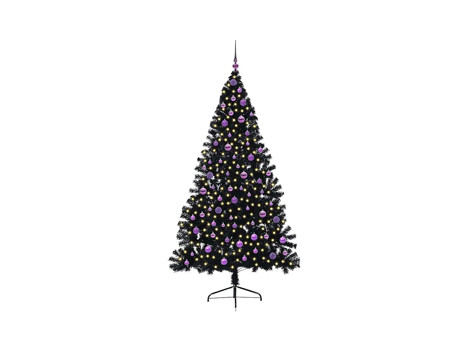 Árbol de Navidad Artificial Preiluminado Negro 210 cm PVC