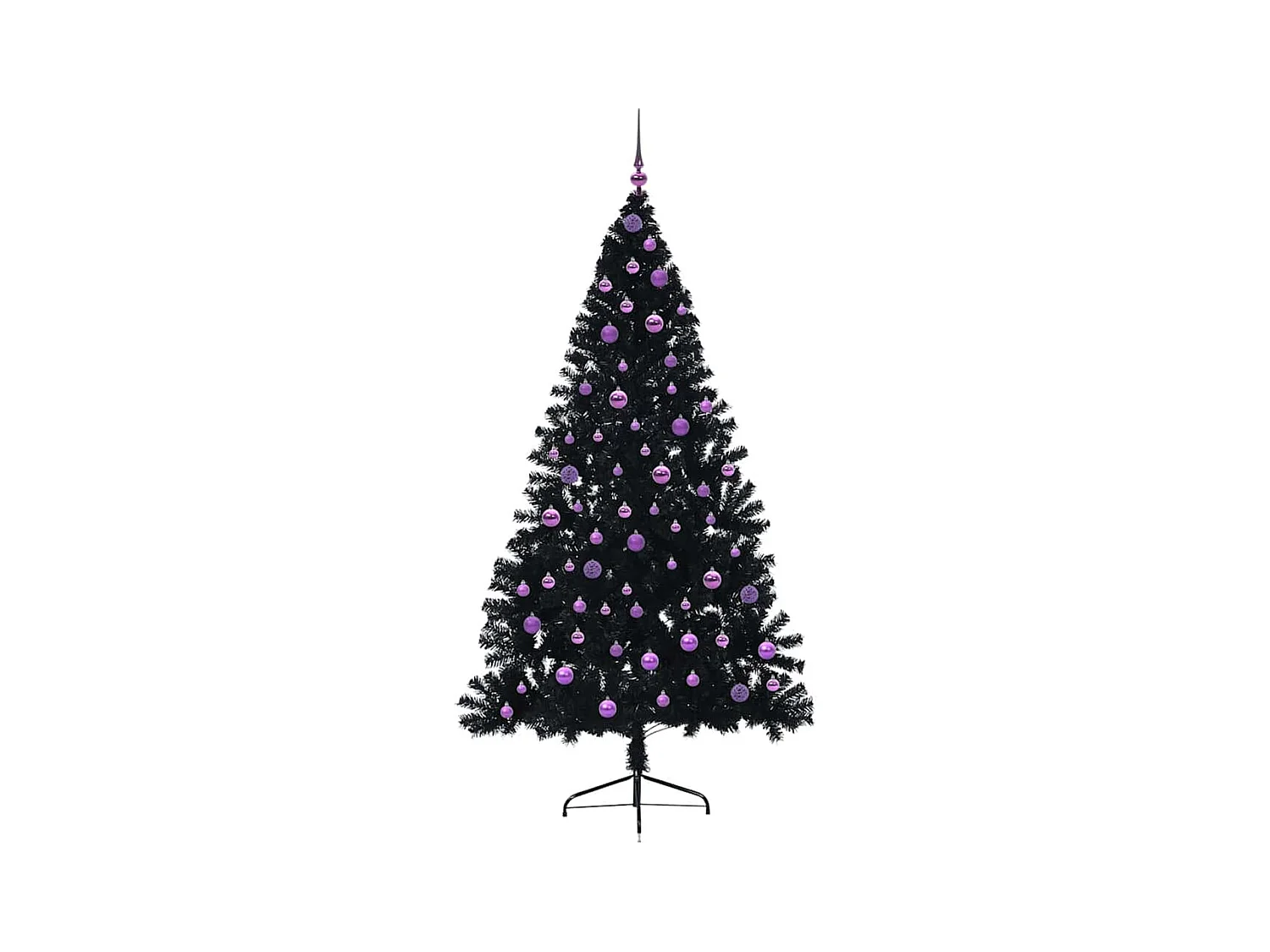Árbol de Navidad Artificial Preiluminado Negro 210 cm PVC
