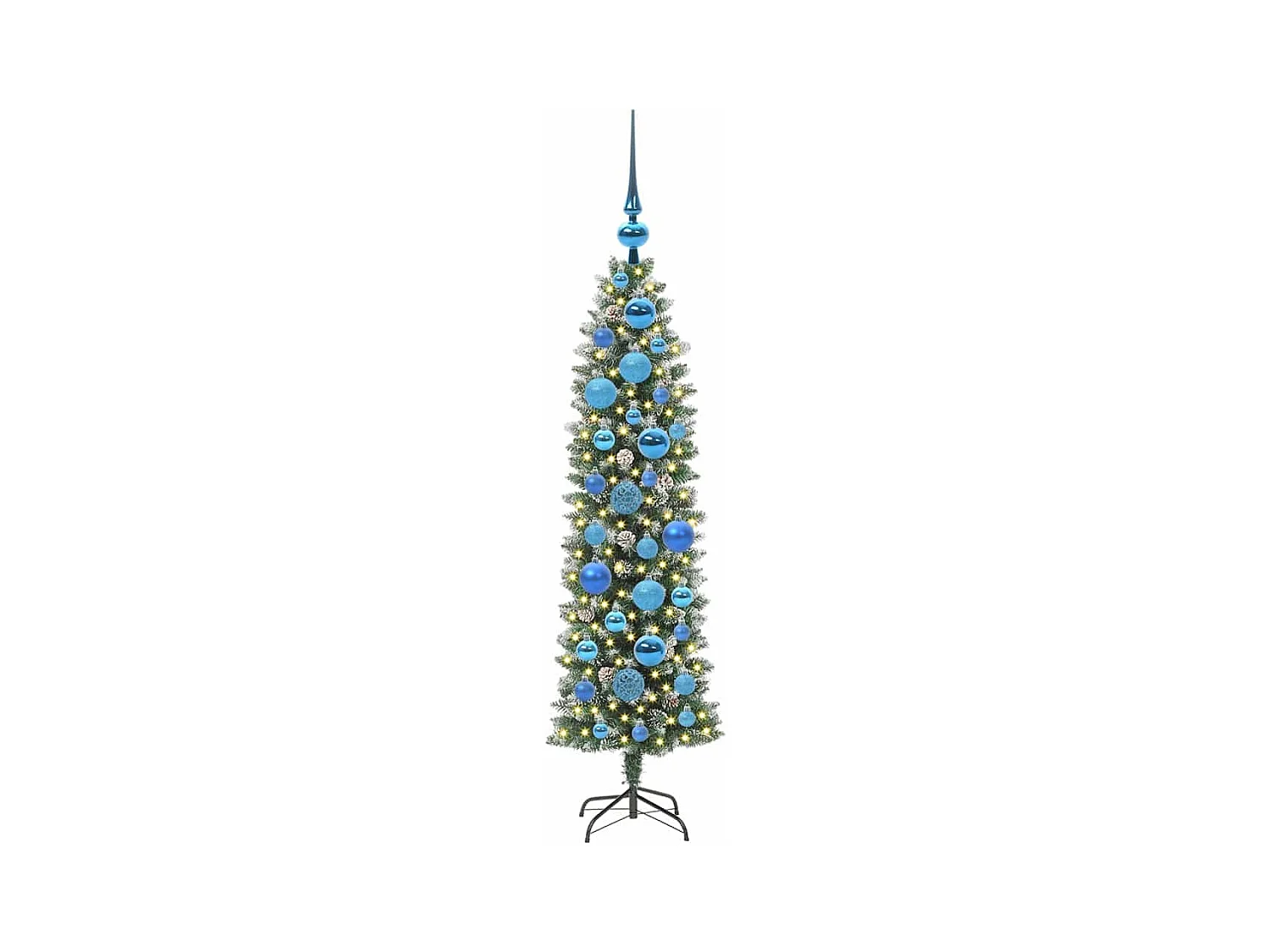 Kunstmatige slanke kerstboom met 150 LED Groen en wit 120 cm