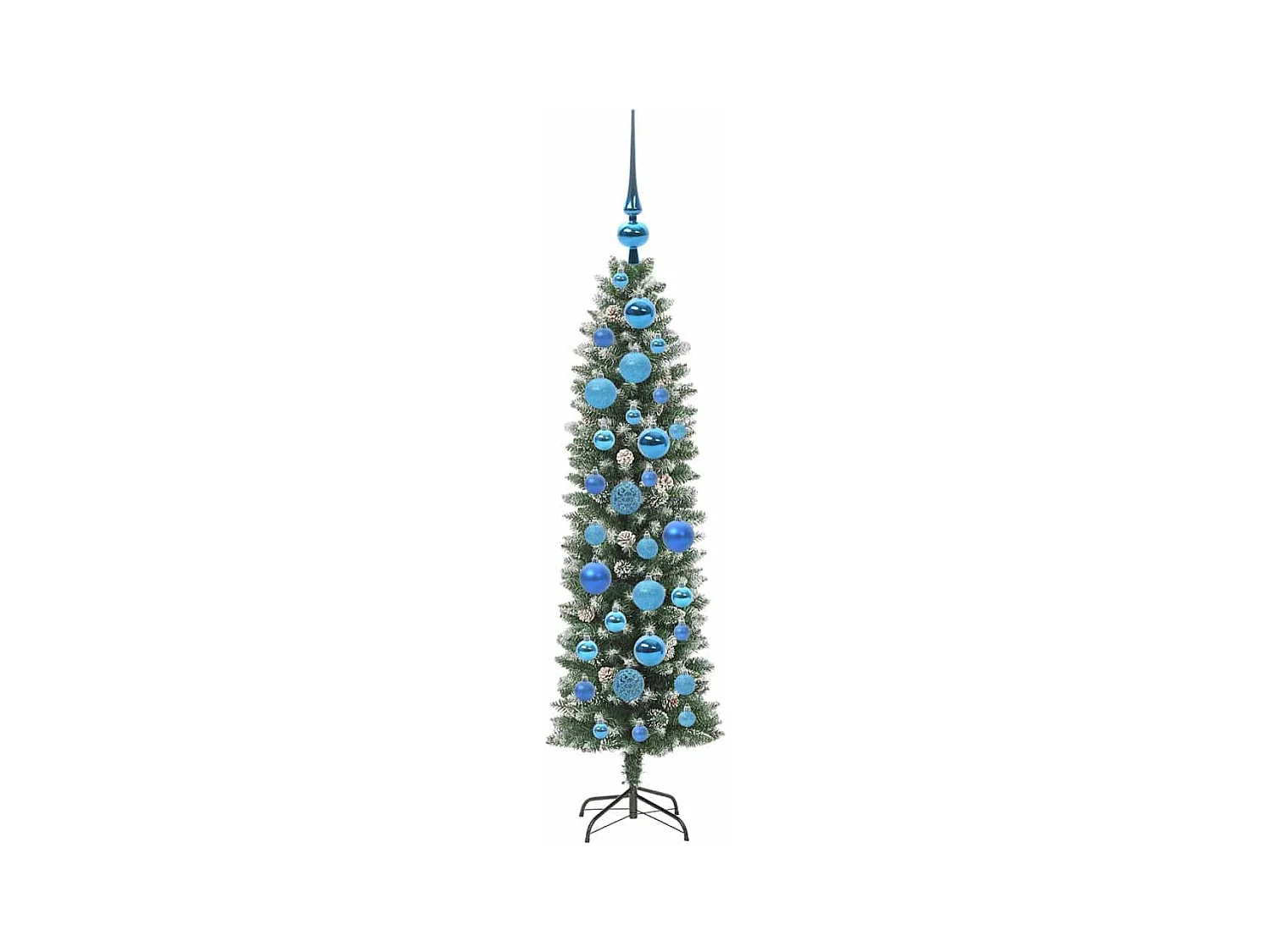 Kunstmatige slanke kerstboom met 150 LED Groen en wit 120 cm