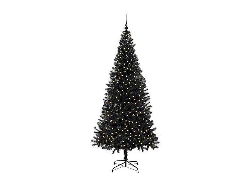 Sapin de Noël avec 300 LED avec support Noir 240 cm PVC