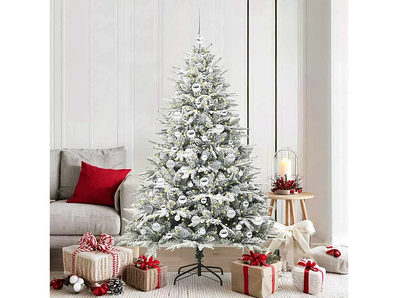 Sapin de Noël artificiel pré-éclairé avec set de boules Vert