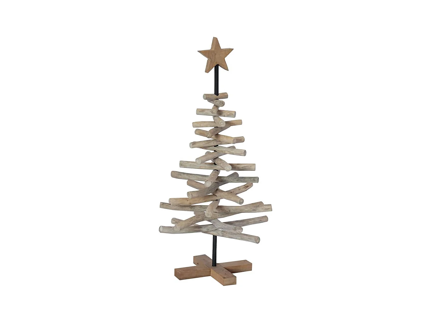 Sapin de Noël avec support Marron 90 cm Bois de teck solide